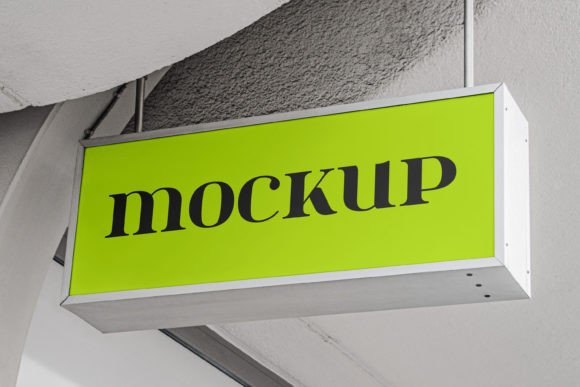 Master Your Brand's Street Presence with a Long Rectangular Signboard Mockup