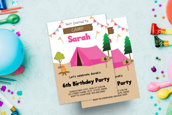 Pink Camping Tent Party Invitation: A Charming Digital Template for Your Next Celebration