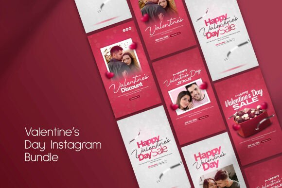 Romantic Social Media Graphics: The Valentine's Day Instagram Stories Bundle
